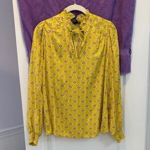 NWT RACHEL Rachel Roy Yellow Patterned Blouse